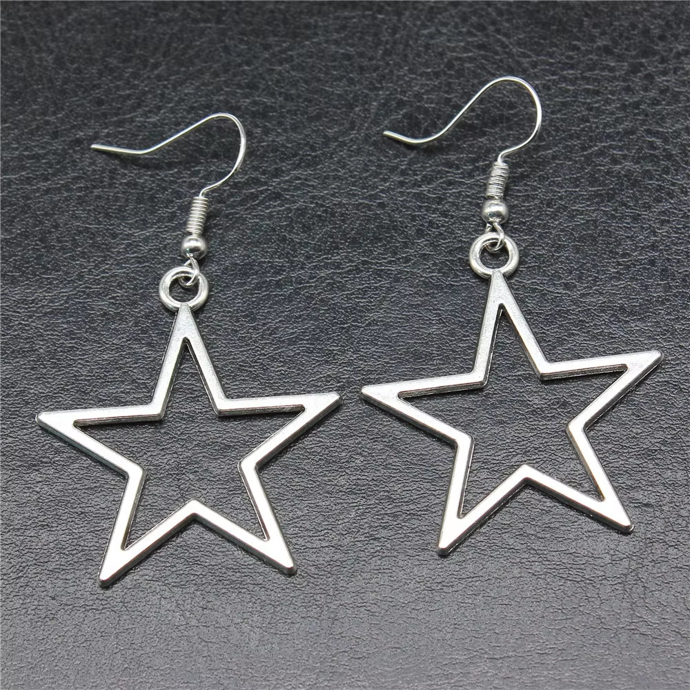 Vintage Star Drop Dangle Earrings for Women Fashion Jewelry Ladies Accessories Party Gift New